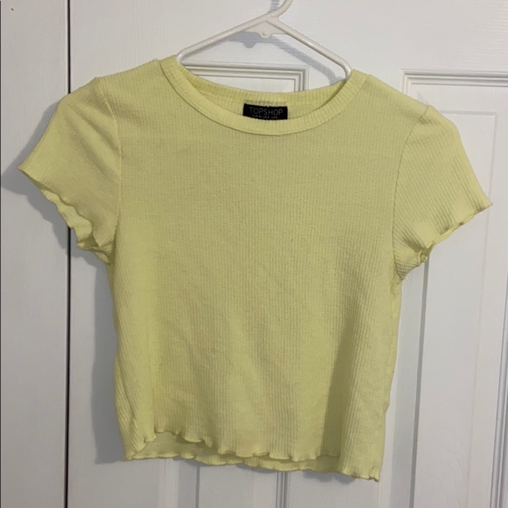 Baby Yellow Lettuce Edge Crop Top